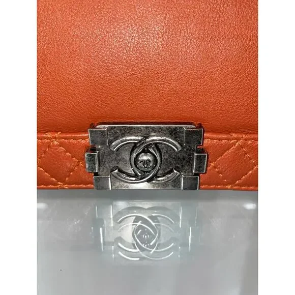 Chanel Blood Orange Leather Gunmetal Boy Bag - Picture 7 of 9